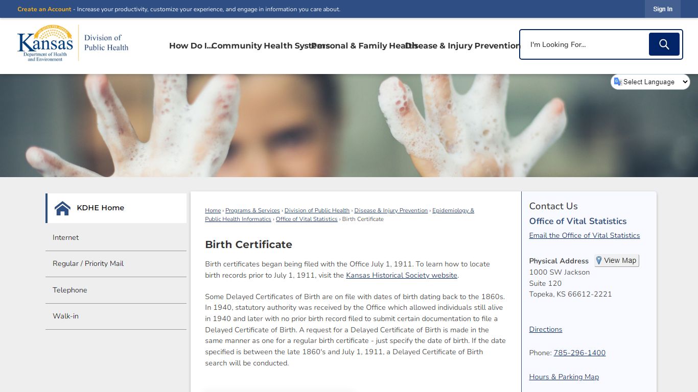 Birth Certificate | KDHE, KS - Kansas